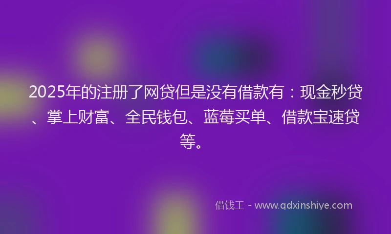 2025年的注册了网贷但是没有借款有：现金秒贷、掌上财富、全民钱包、蓝莓买单、借款宝速贷等。