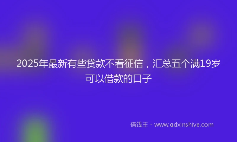 2025年最新有些贷款不看征信，汇总五个满19岁可以借款的口子