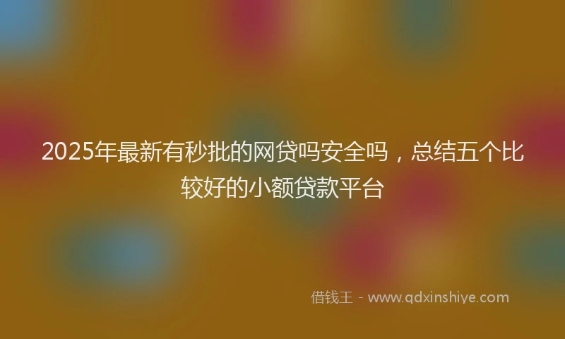 2025年最新有秒批的网贷吗安全吗，总结五个比较好的小额贷款平台
