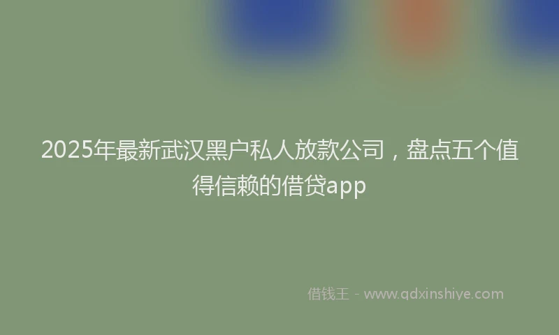 2025年最新武汉黑户私人放款公司，盘点五个值得信赖的借贷app