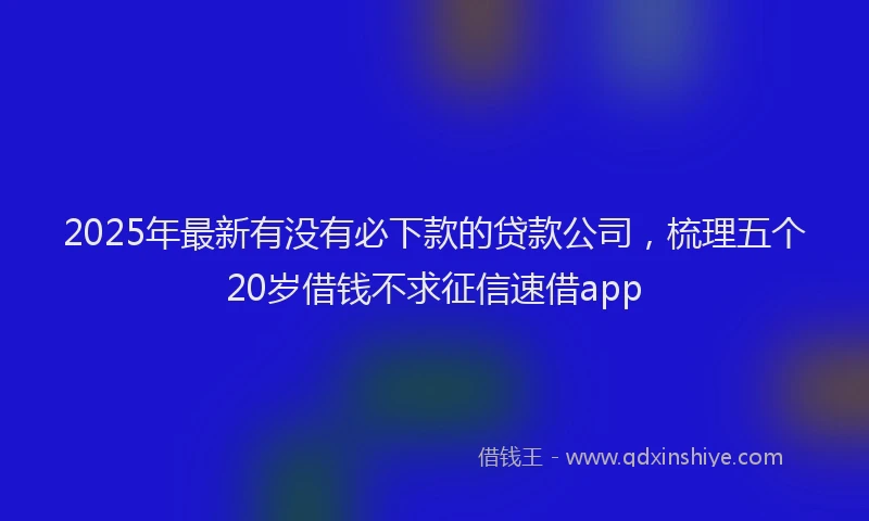 2025年最新有没有必下款的贷款公司，梳理五个20岁借钱不求征信速借app