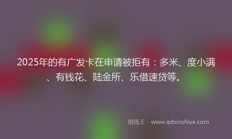 2025年的有广发卡在申请被拒有：多米、度小满、有钱花、陆金所、乐借速贷等。