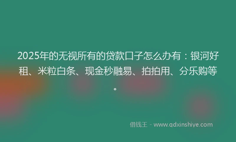 2025年的无视所有的贷款口子怎么办有：银河好租、米粒白条、现金秒融易、拍拍用、分乐购等。