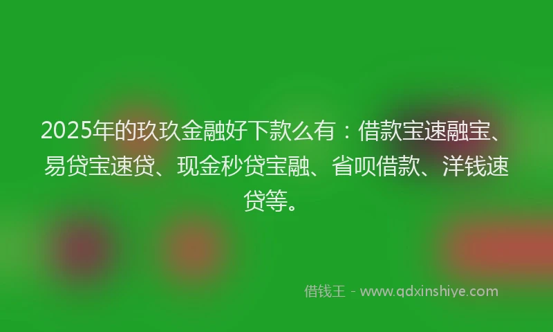 2025年的玖玖金融好下款么有：借款宝速融宝、易贷宝速贷、现金秒贷宝融、省呗借款、洋钱速贷等。