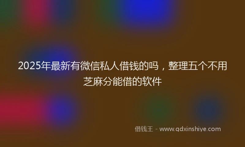 2025年最新有微信私人借钱的吗，整理五个不用芝麻分能借的软件