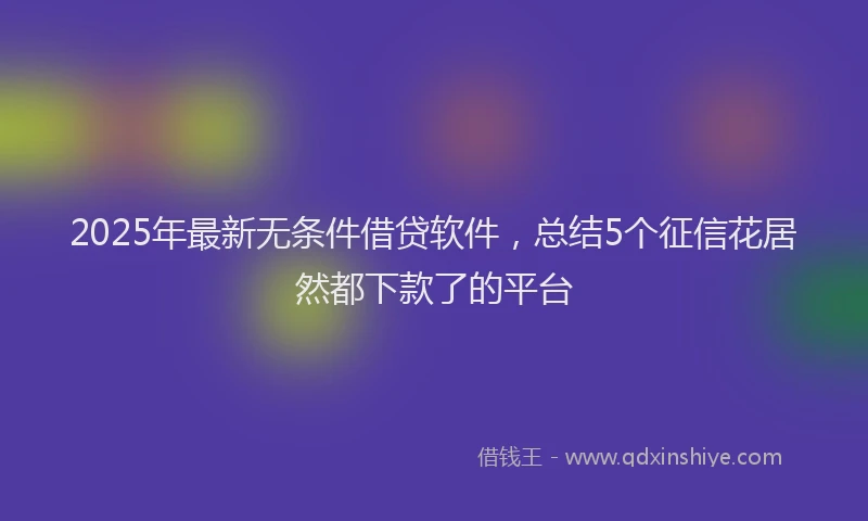 2025年最新无条件借贷软件，总结5个征信花居然都下款了的平台