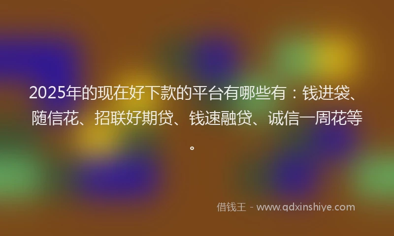 2025年的现在好下款的平台有哪些有：钱进袋、随信花、招联好期贷、钱速融贷、诚信一周花等。