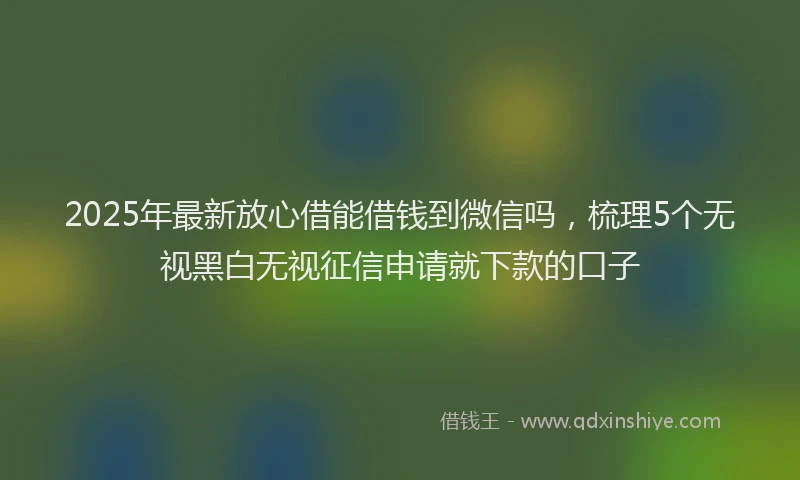2025年最新放心借能借钱到微信吗，梳理5个无视黑白无视征信申请就下款的口子