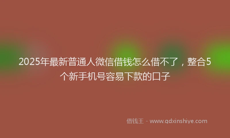 2025年最新普通人微信借钱怎么借不了，整合5个新手机号容易下款的口子