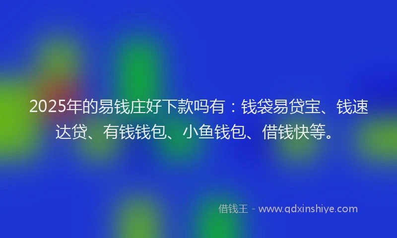 2025年的易钱庄好下款吗有：钱袋易贷宝、钱速达贷、有钱钱包、小鱼钱包、借钱快等。