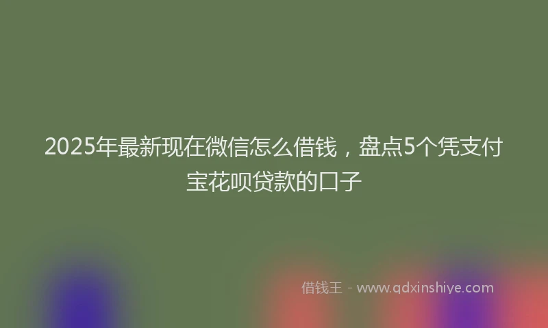 2025年最新现在微信怎么借钱，盘点5个凭支付宝花呗贷款的口子