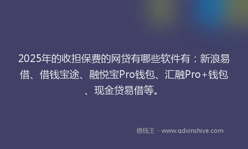 2025年的收担保费的网贷有哪些软件有：新浪易借、借钱宝途、融悦宝Pro钱包、汇融Pro+钱包、现金贷易借等。