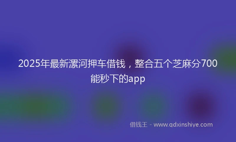 2025年最新漯河押车借钱，整合五个芝麻分700能秒下的app