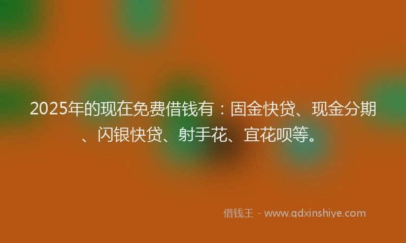 2025年的现在免费借钱有：固金快贷、现金分期、闪银快贷、射手花、宜花呗等。