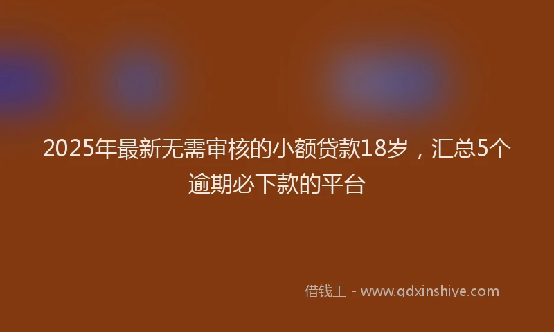 2025年最新无需审核的小额贷款18岁，汇总5个逾期必下款的平台