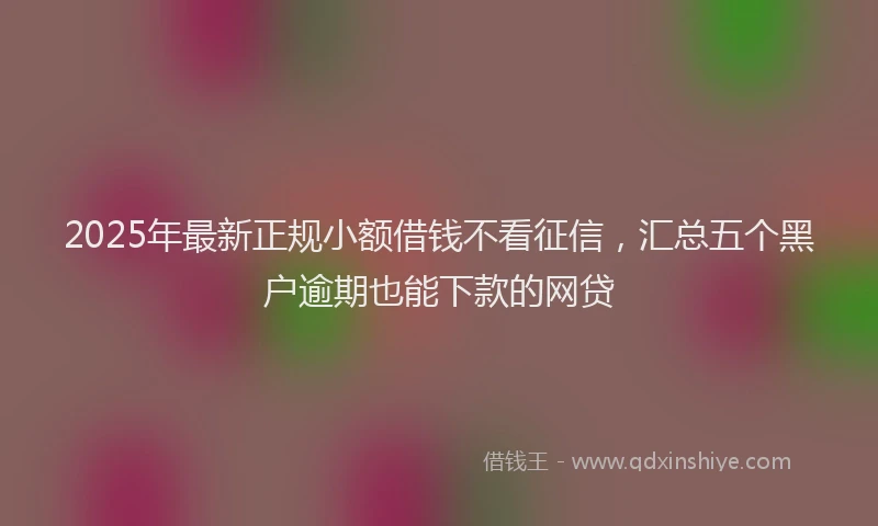 2025年最新正规小额借钱不看征信，汇总五个黑户逾期也能下款的网贷
