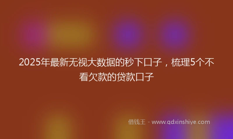 2025年最新无视大数据的秒下口子，梳理5个不看欠款的贷款口子