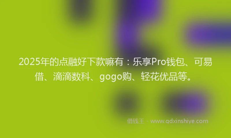 2025年的点融好下款嘛有：乐享Pro钱包、可易借、滴滴数科、gogo购、轻花优品等。