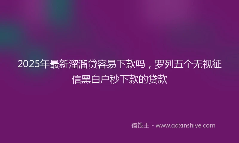 2025年最新溜溜贷容易下款吗，罗列五个无视征信黑白户秒下款的贷款