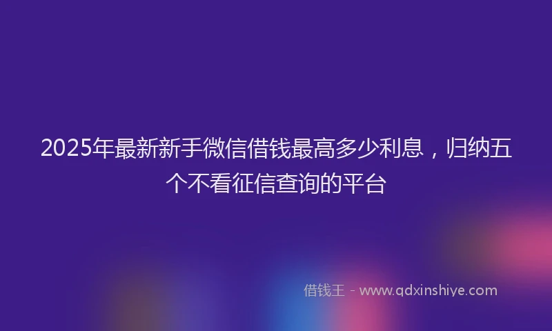 2025年最新新手微信借钱最高多少利息，归纳五个不看征信查询的平台