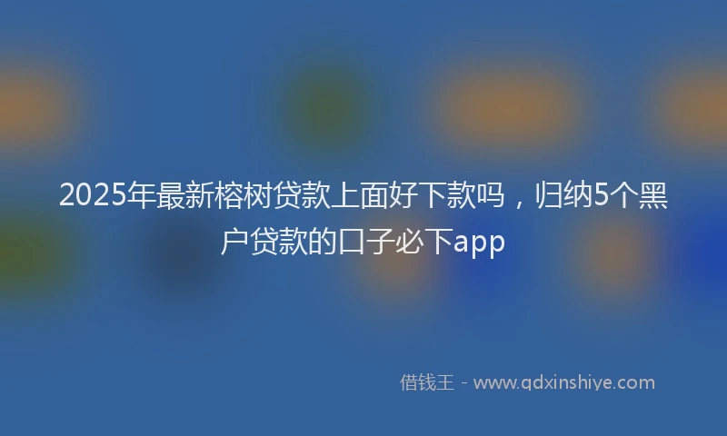 2025年最新榕树贷款上面好下款吗，归纳5个黑户贷款的口子必下app