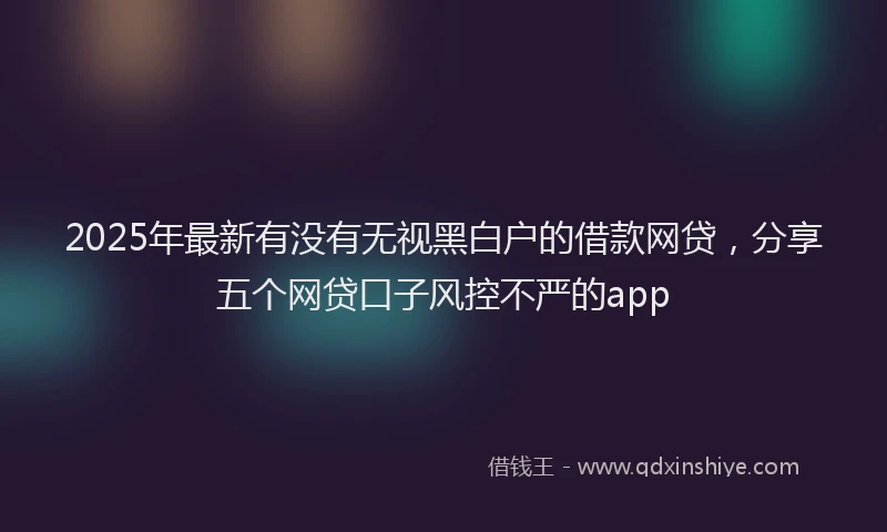 2025年最新有没有无视黑白户的借款网贷，分享五个网贷口子风控不严的app