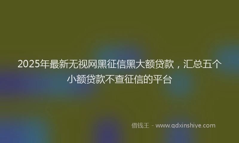 2025年最新无视网黑征信黑大额贷款，汇总五个小额贷款不查征信的平台
