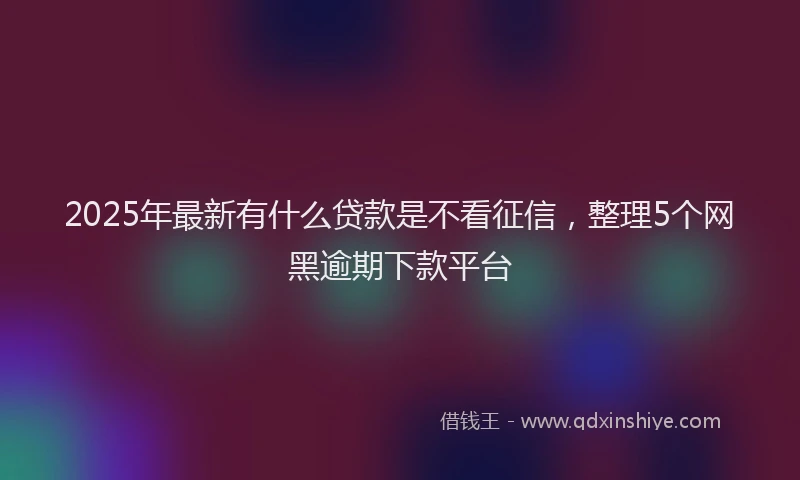 2025年最新有什么贷款是不看征信，整理5个网黑逾期下款平台