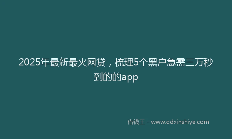 2025年最新最火网贷，梳理5个黑户急需三万秒到的的app