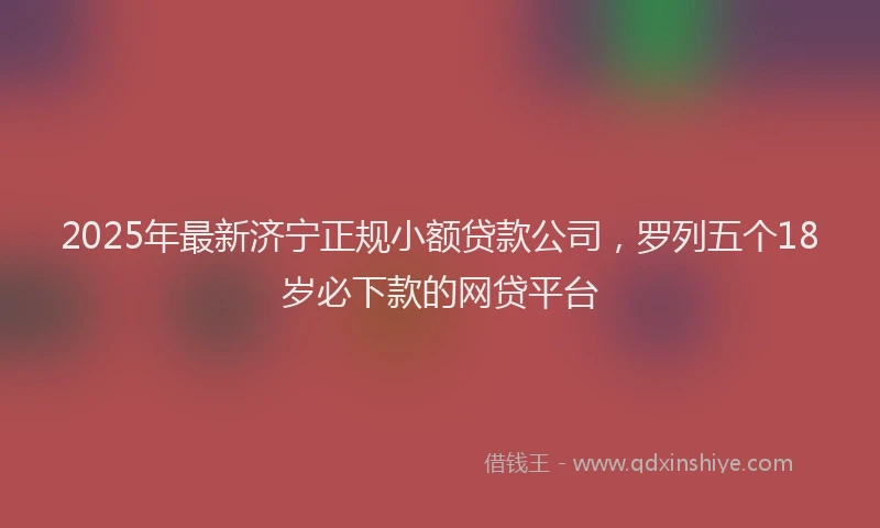 2025年最新济宁正规小额贷款公司，罗列五个18岁必下款的网贷平台