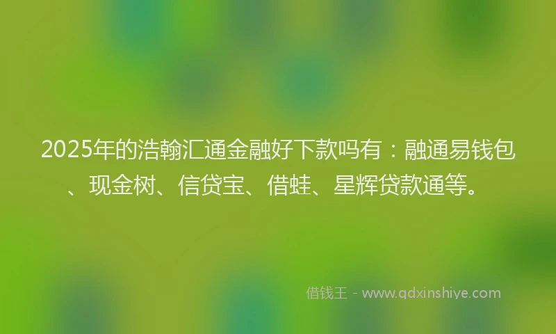 2025年的浩翰汇通金融好下款吗有：融通易钱包、现金树、信贷宝、借蛙、星辉贷款通等。