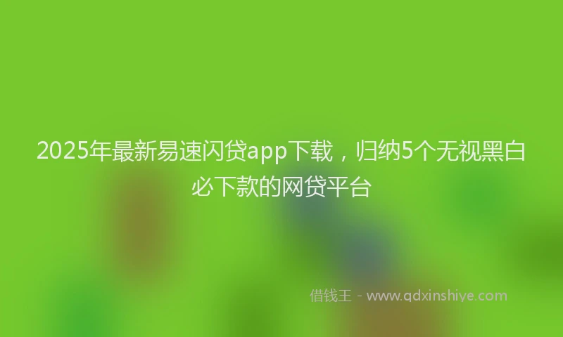 2025年最新易速闪贷app下载，归纳5个无视黑白必下款的网贷平台