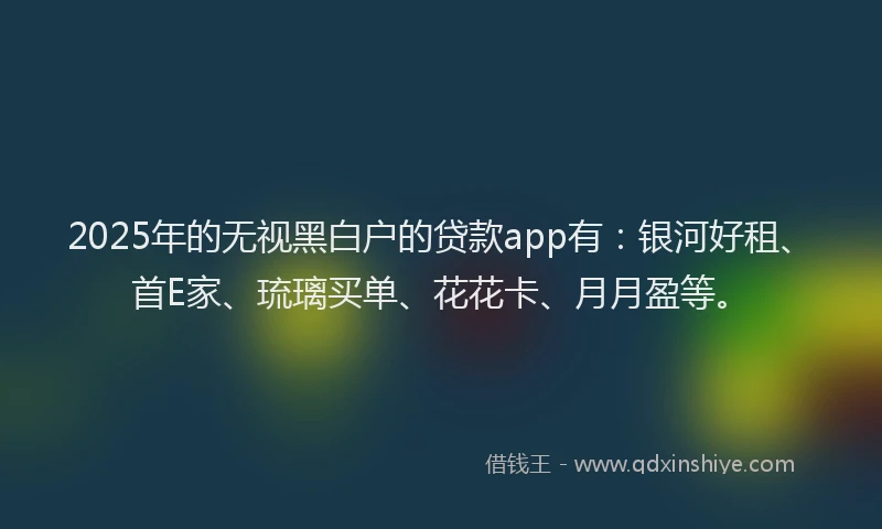 2025年的无视黑白户的贷款app有：银河好租、首E家、琉璃买单、花花卡、月月盈等。