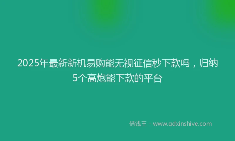 2025年最新新机易购能无视征信秒下款吗，归纳5个高炮能下款的平台