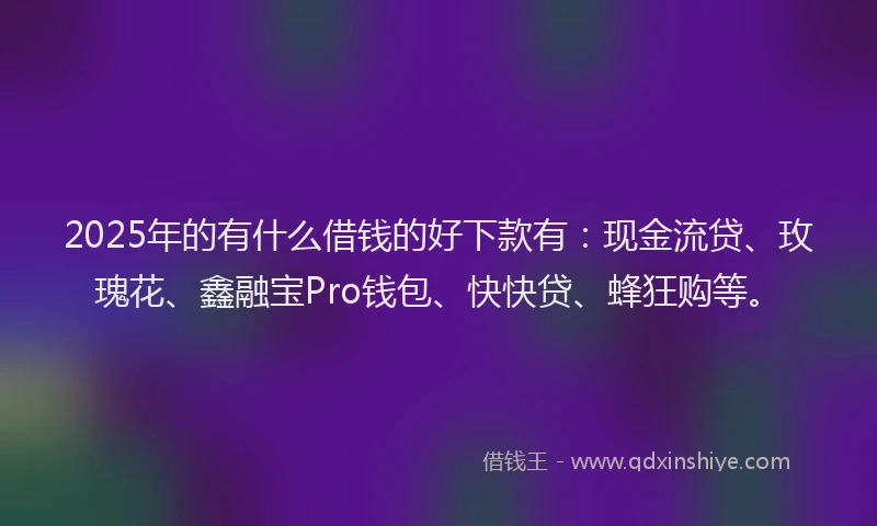 2025年的有什么借钱的好下款有：现金流贷、玫瑰花、鑫融宝Pro钱包、快快贷、蜂狂购等。