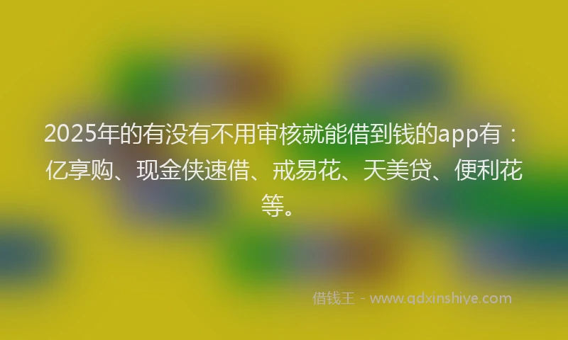2025年的有没有不用审核就能借到钱的app有：亿享购、现金侠速借、戒易花、天美贷、便利花等。