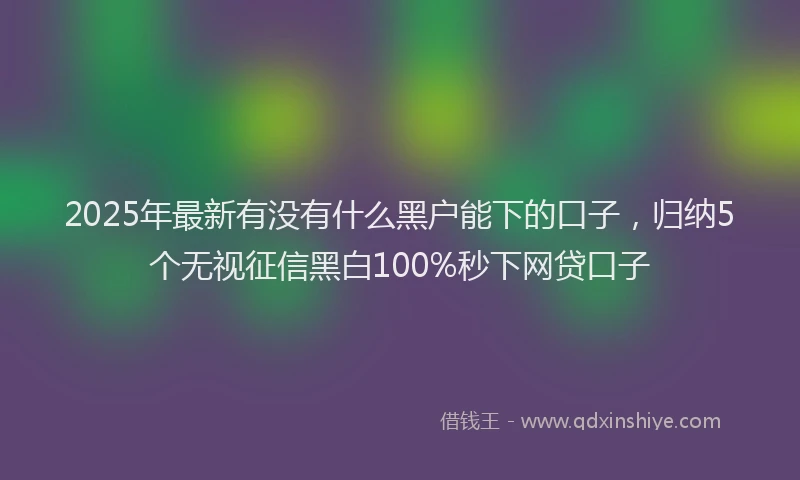 2025年最新有没有什么黑户能下的口子，归纳5个无视征信黑白100%秒下网贷口子