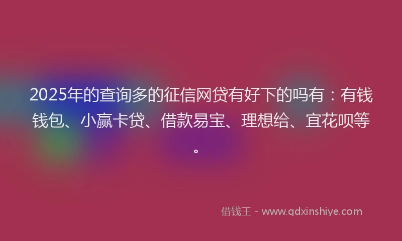 2025年的查询多的征信网贷有好下的吗有：有钱钱包、小赢卡贷、借款易宝、理想给、宜花呗等。