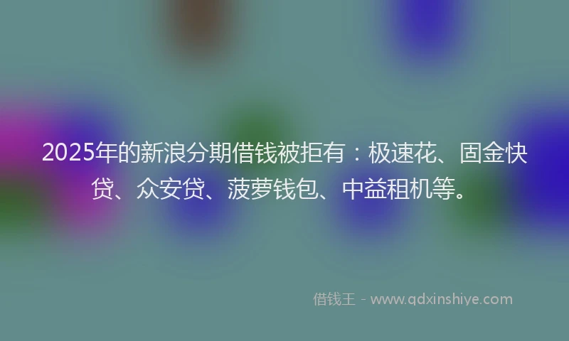 2025年的新浪分期借钱被拒有：极速花、固金快贷、众安贷、菠萝钱包、中益租机等。