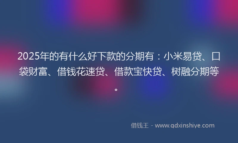 2025年的有什么好下款的分期有：小米易贷、口袋财富、借钱花速贷、借款宝快贷、树融分期等。