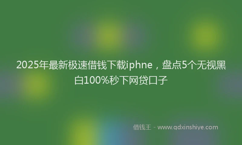 2025年最新极速借钱下载iphne，盘点5个无视黑白100%秒下网贷口子