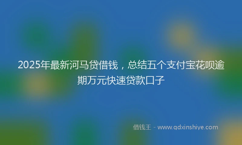 2025年最新河马贷借钱，总结五个支付宝花呗逾期万元快速贷款口子