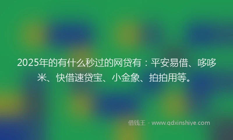 2025年的有什么秒过的网贷有：平安易借、哆哆米、快借速贷宝、小金象、拍拍用等。