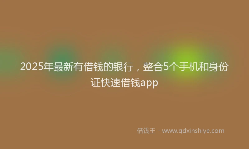 2025年最新有借钱的银行，整合5个手机和身份证快速借钱app
