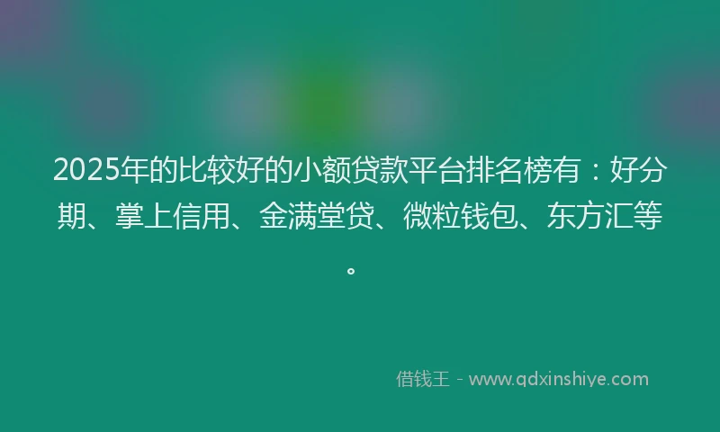 2025年的比较好的小额贷款平台排名榜有：好分期、掌上信用、金满堂贷、微粒钱包、东方汇等。