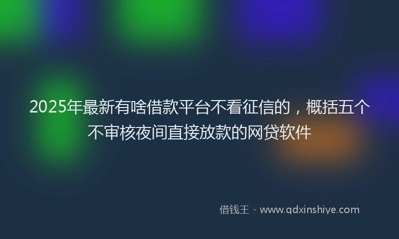 2025年最新有啥借款平台不看征信的，概括五个不审核夜间直接放款的网贷软件