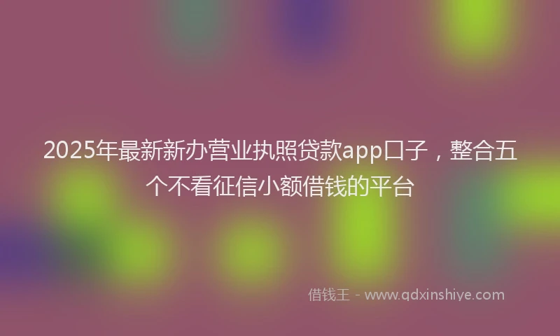 2025年最新新办营业执照贷款app口子，整合五个不看征信小额借钱的平台