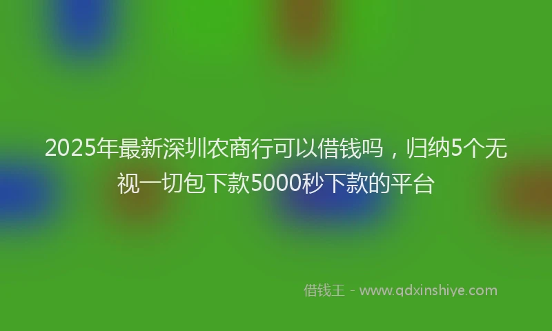 2025年最新深圳农商行可以借钱吗，归纳5个无视一切包下款5000秒下款的平台