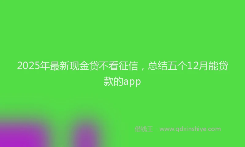 2025年最新现金贷不看征信，总结五个12月能贷款的app