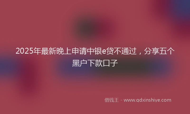 2025年最新晚上申请中银e贷不通过，分享五个黑户下款口子